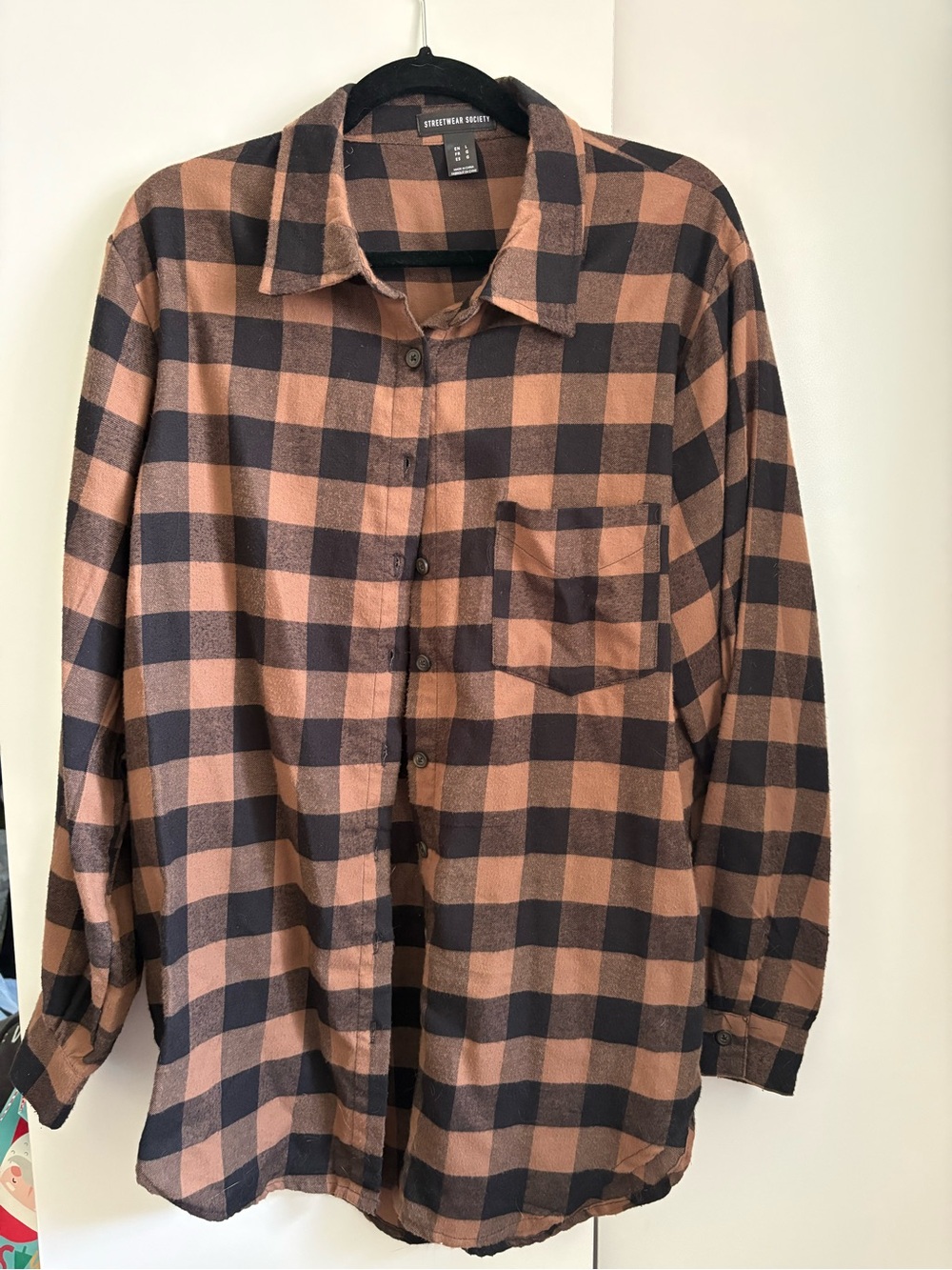 Streetwear Society Brown and Black Buffalo Plaid Button-Down Shirt